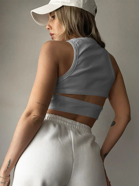 'Ulani' Cutout Round Neck Tank Top - Celes Fashion
